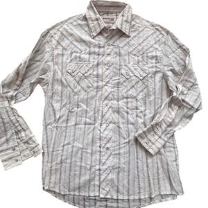 Rustler By Wrangler Pearl Snap Shirt Size L Western Ranch Sawtooth Long Sleeve